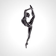 Creative silhouette of gymnastic girl Art gymnastics dancing woman N5