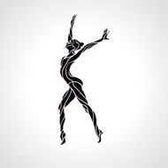 Creative silhouette of gymnastic girl Art gymnastics dancing woman N6