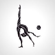 Creative silhouette of gymnastic girl Art gymnastics with ball N3