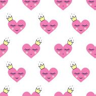 Seamless pattern with smiling hearts