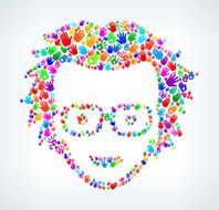 man Professor on Hands Pattern White Background