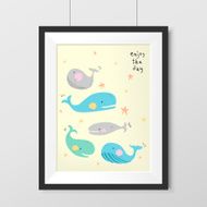 adorable painting with lovely whales