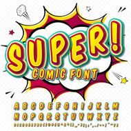 Comic font Alphabet in style of comics pop art N5