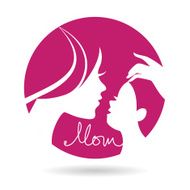 Mother and baby silhouettes icon Card of Happy Mother&#039;s Day
