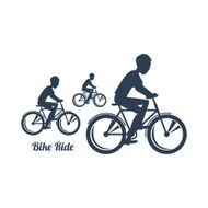 Teenagers Riding Bicycles Silhouettes Black Icon