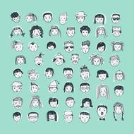 Cartoon vector set 53 different funny faces N2