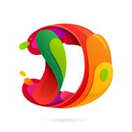 D letter volume colorful logo with splash