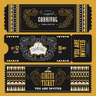 Vintage Circus banner collection Ticket invitation Vector illustration