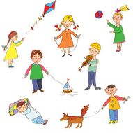 Kids playing cute cartoons