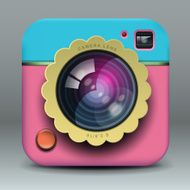 App design pink and blue photo camera icon