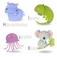 Alphabet with animals from H to K