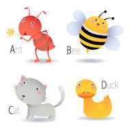 Alphabet with animals from A to D