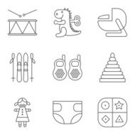 Baby thin line related vector icon set N3