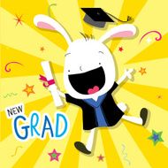Rabbit Animal Congratulation New Graduate Cute Cartoon Vector