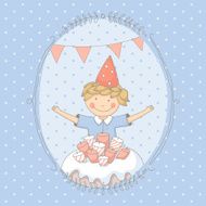 Cute colorful birthday card with a young boy