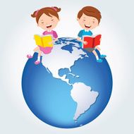 Global kids reading America map