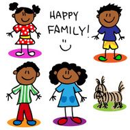 Stick figure black family