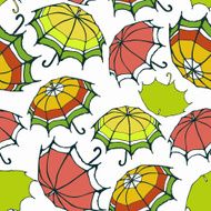 Seamless pattern with stylized colorful umbrellas