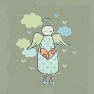 Angel on a cloud with heart