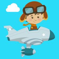 Cute airplane with kid aviator