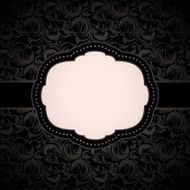 Black seamless floral pattern with vintage frame