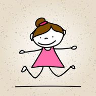 hand drawing happy kids jumping