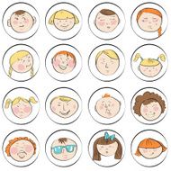 Vector cute children faces set