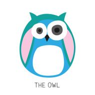 Card with cartoon like Owl on white background