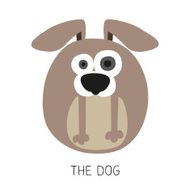 Card with cartoon like Dog on white background