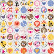 cute flowers birds hearts pattern N2