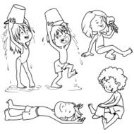 Kids on the beach Outline N3