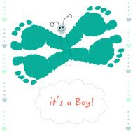 Butterfly with baby prints boy greeting card