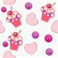 seamless pattern with cute cupcakes vector illustration N2