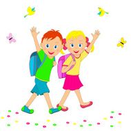 back to school boy and girl going schoo