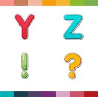 Font Cute Design Cartoon Style Vector Set