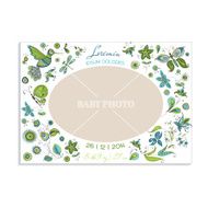 Baby Arrival Card with Photo Frame - Flowers and Butterflies