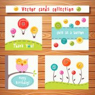 Vector cards collection with cute buttons Perfect for baby shower