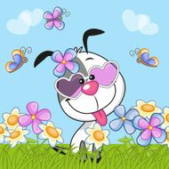 Dog with flowers N4