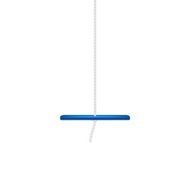 Swing in blue design hanging on white rope