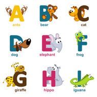 alphabet animals from A to I