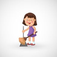 girl cleaning floor