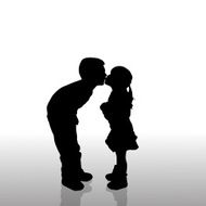 Vector silhouette of children N240