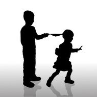 Vector silhouette of children N241