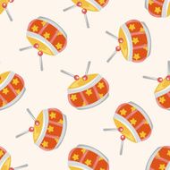baby toy drum cartoon seamless pattern background