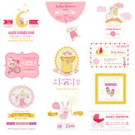 Set of Baby Shower and Arrival Cards