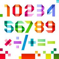 Spectral numbers folded of paper ribbon colour - Arabic numerals