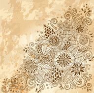 Template poster with doodle flowers and paisley for your business