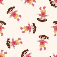 family girl character cartoon seamless pattern background N16