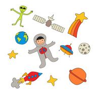 Set of space characters and objects