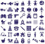 Toys icons on white